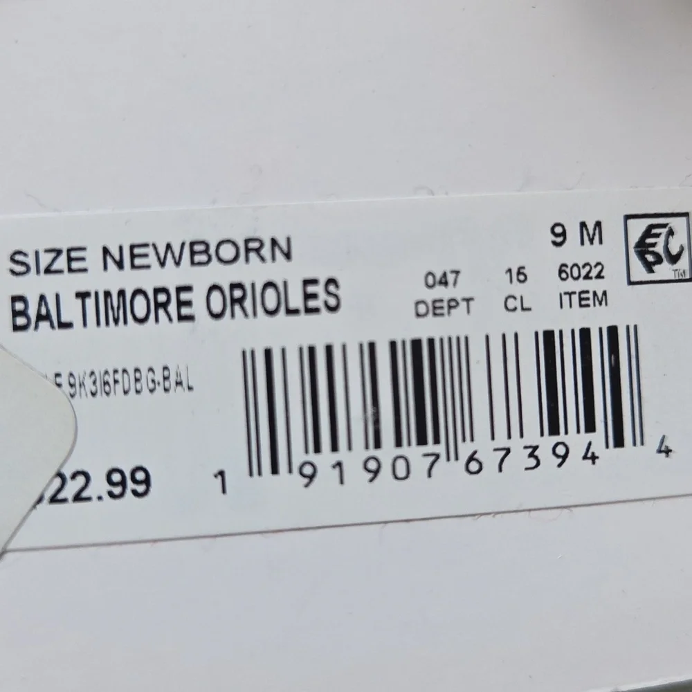 MLB Baltimore Orioles Baby Set Newborn, 6-9M NWT Bodysuit, Bib, Booties Baseball